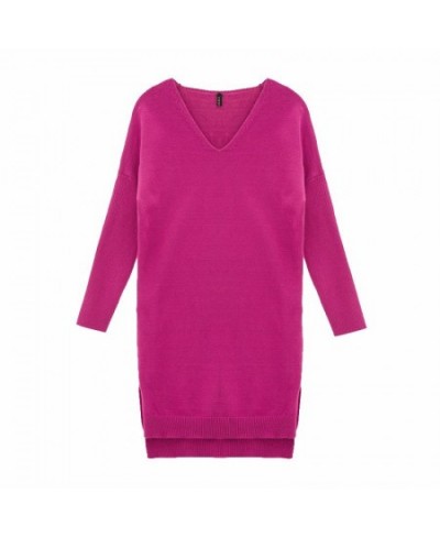 4XL Fashion Women Pullover Sweater Dress 2023 New Autumn Winter Loose V-neck Knitted Long Sweater Solid Casual Female Pullove...