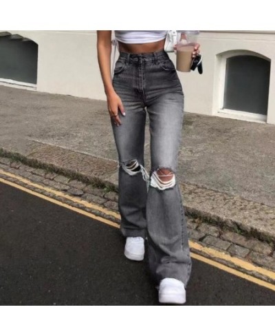 Women's Jeans 2023 Summer New Fashion Street Slender Women's Pants Ripped High Waist Straight Drag Jeans $39.66 - Jeans