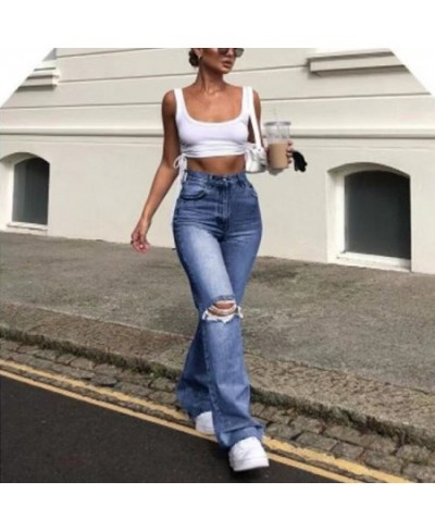 Women's Jeans 2023 Summer New Fashion Street Slender Women's Pants Ripped High Waist Straight Drag Jeans $39.66 - Jeans