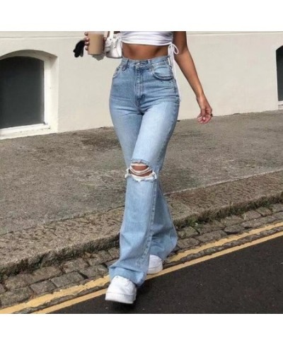 Women's Jeans 2023 Summer New Fashion Street Slender Women's Pants Ripped High Waist Straight Drag Jeans $39.66 - Jeans