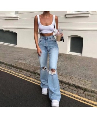 Women's Jeans 2023 Summer New Fashion Street Slender Women's Pants Ripped High Waist Straight Drag Jeans $39.66 - Jeans