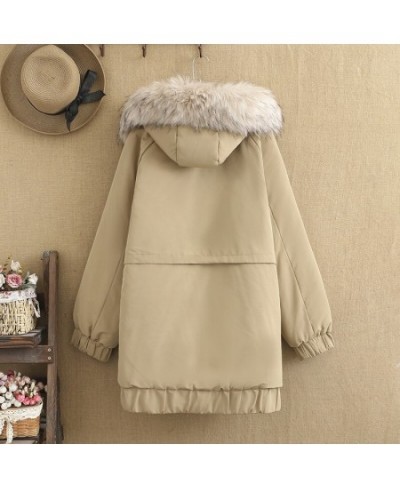 PLUS SIZE women's coat mid-length winter coat with a thick hooded collar and cotton center 220-pound baggy girl coat $111.89 ...