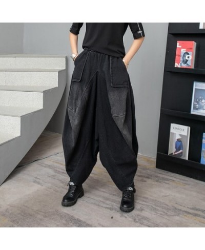 Black Cowboy Cross-pants Women Harajuku Streetwear Hip Hop Pocket Denim Harem Trousers Baggy Dance Jean Washed Bloomers Jogge...