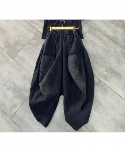 Black Cowboy Cross-pants Women Harajuku Streetwear Hip Hop Pocket Denim Harem Trousers Baggy Dance Jean Washed Bloomers Jogge...