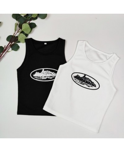 Women Sleeveless Vest Quality U-neck Print Sport Tank Corset Crop Tops Casual Basic Camisole For Female $26.99 - Tops & Tees