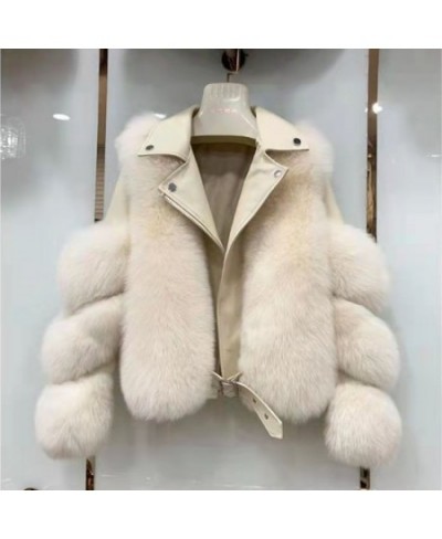 Fox fur jacket luxury women's 2023 winter high-quality artificial mink coat sheepskin leather locomotive short fur $100.57 - ...