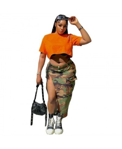 Women Cargo Style Maxi Camouflage Skirts Grommet Lace Up Side High Split Pockets Fashion Casual Long Street Camo Skirt $54.95...