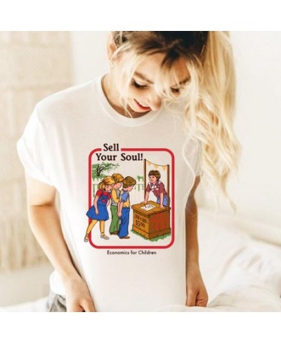 Sell Your Soul Women Tshirt Vintage Short Sleeve Essential Steven Rhodes Tops Cotton Funny Cartoons Womens T-shirt $25.82 - T...