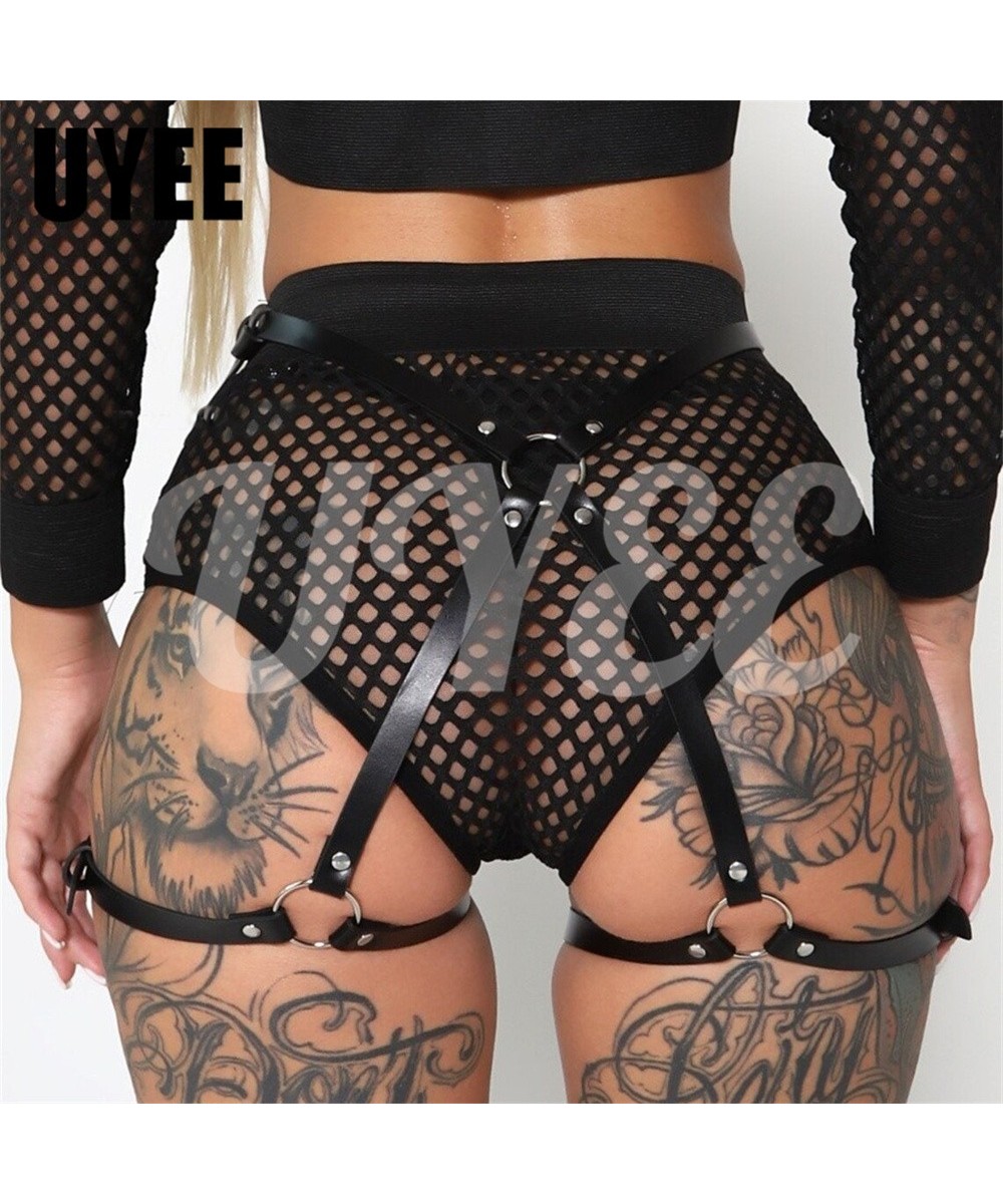 Women Sexy Garter Belt PU Leather Harness BDSM Tight Lingerie Fetish Leg Thigh Ring Punk Erotic Pajamas Gothic Accessories $1...