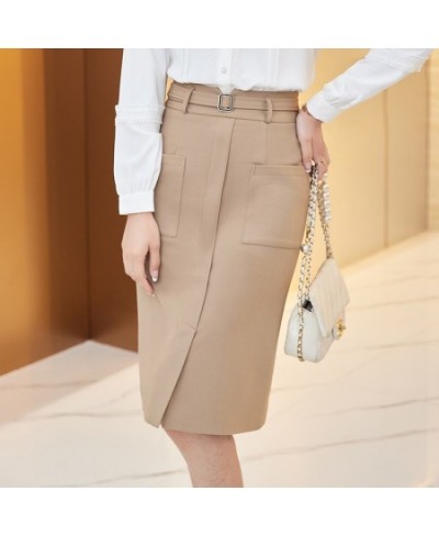 Coffee Skirt Women Autumn 2022 New Professionl Formal Work Clothes Mid Length Short Bottoms Black $55.90 - Bottoms