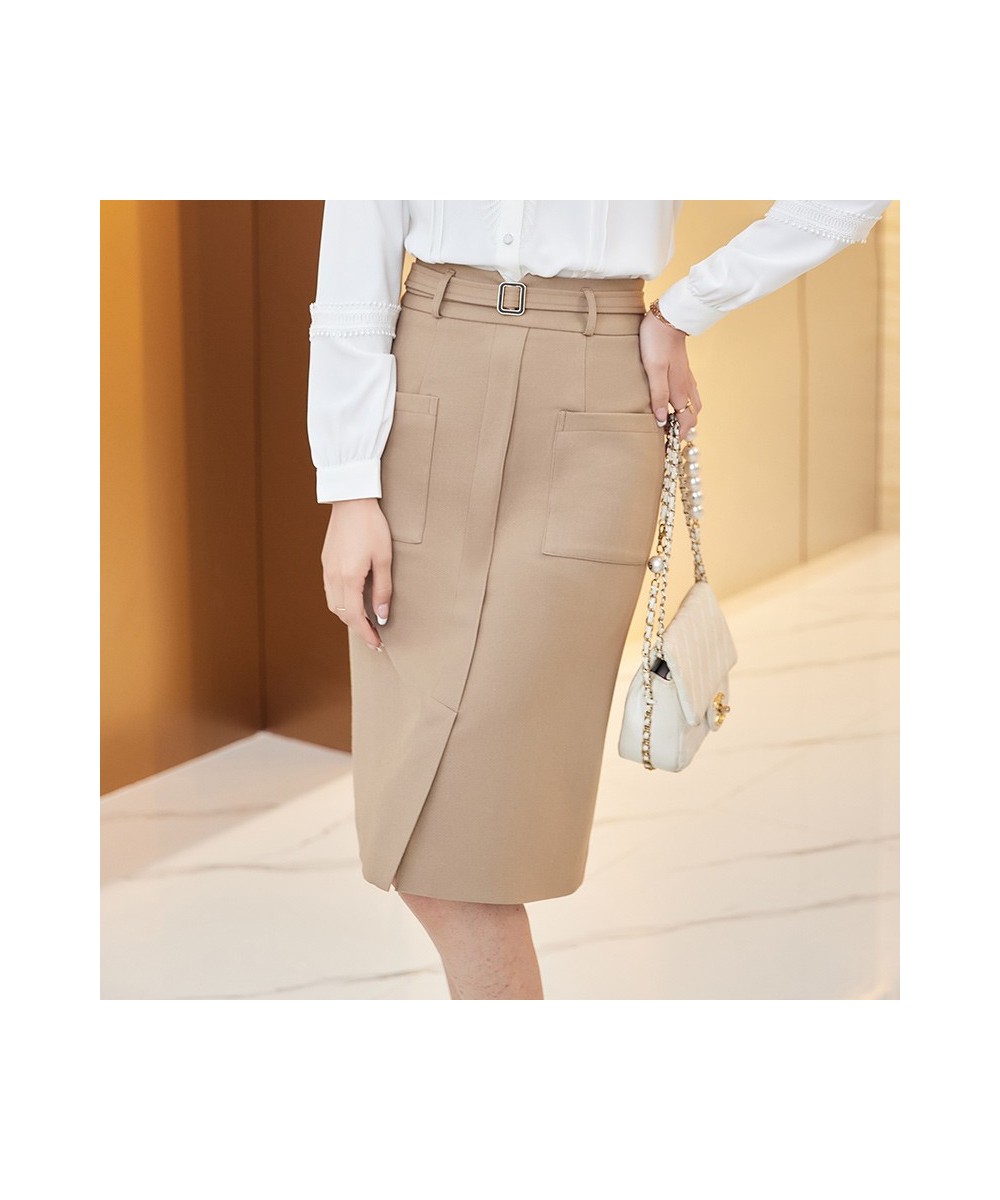 Coffee Skirt Women Autumn 2022 New Professionl Formal Work Clothes Mid Length Short Bottoms Black $55.90 - Bottoms