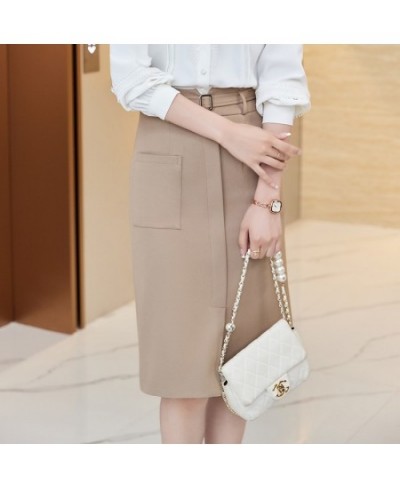 Coffee Skirt Women Autumn 2022 New Professionl Formal Work Clothes Mid Length Short Bottoms Black $55.90 - Bottoms