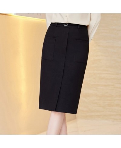 Coffee Skirt Women Autumn 2022 New Professionl Formal Work Clothes Mid Length Short Bottoms Black $55.90 - Bottoms