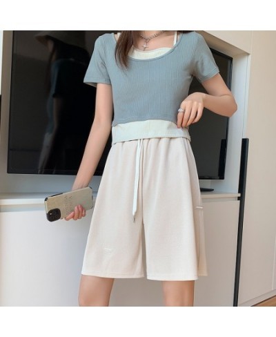 2022 Hot Summer Casual Ice Silk Biker Shorts Women High Waist Loose Shorts Short SweatPants Streetwear Womens Shorts $21.45 -...