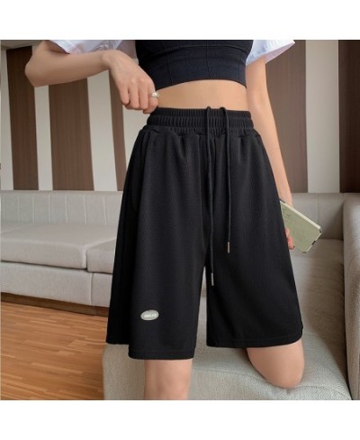 2022 Hot Summer Casual Ice Silk Biker Shorts Women High Waist Loose Shorts Short SweatPants Streetwear Womens Shorts $21.45 -...