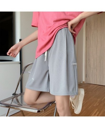 2022 Hot Summer Casual Ice Silk Biker Shorts Women High Waist Loose Shorts Short SweatPants Streetwear Womens Shorts $21.45 -...