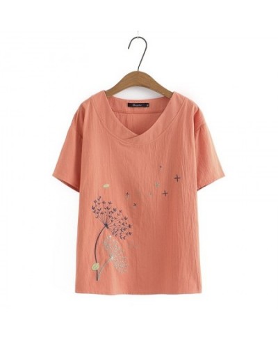 Plus Size Women's Short Sleeve Floral Embroidery Summer Shirts Oversized A-line Vintage Female Tops $44.67 - Plus Size Clothes