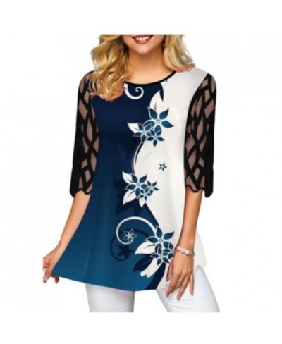 Plus Size 4xl 5XL Shirt Blouse Female 2023 Spring Summer New Tops O-neck Half Sleeve Lace Splice Print Boho Women shirt $34.6...