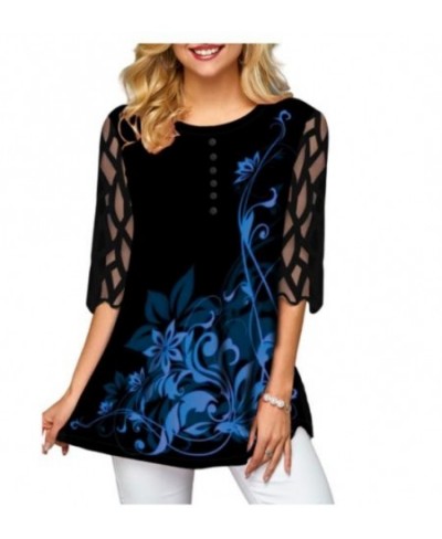 Plus Size 4xl 5XL Shirt Blouse Female 2023 Spring Summer New Tops O-neck Half Sleeve Lace Splice Print Boho Women shirt $34.6...