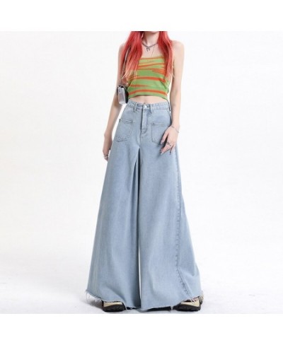 Super Loose Wide Leg Blue Jeans Womens Spring Summer Street Style Casual Fashion Straight Baggy Denim Trousers Female $60.82 ...