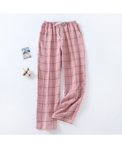 Spring Autumn New Couple Pyjama Men Sleep Bottom Pure Cotton Plaid Pajama Pants For Home Wear Trousers Loose M-XXL $34.91 - S...