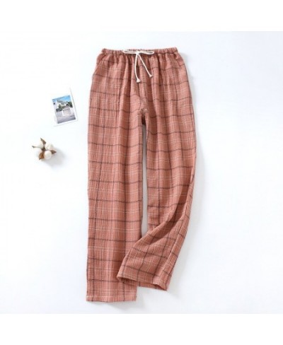 Spring Autumn New Couple Pyjama Men Sleep Bottom Pure Cotton Plaid Pajama Pants For Home Wear Trousers Loose M-XXL $34.91 - S...