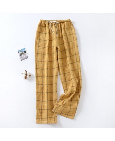 Spring Autumn New Couple Pyjama Men Sleep Bottom Pure Cotton Plaid Pajama Pants For Home Wear Trousers Loose M-XXL $34.91 - S...