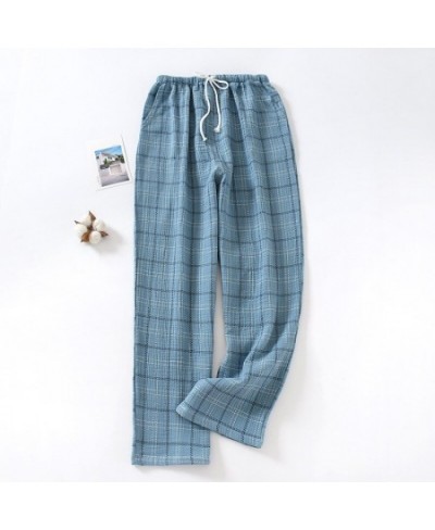 Spring Autumn New Couple Pyjama Men Sleep Bottom Pure Cotton Plaid Pajama Pants For Home Wear Trousers Loose M-XXL $34.91 - S...