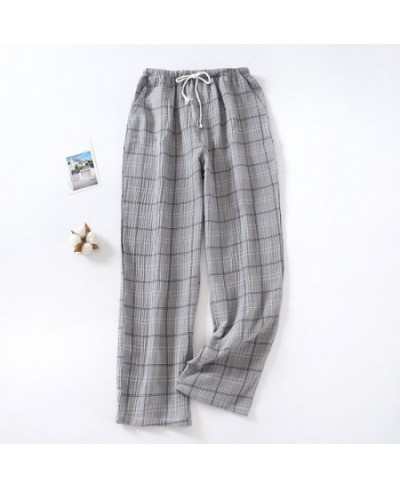 Spring Autumn New Couple Pyjama Men Sleep Bottom Pure Cotton Plaid Pajama Pants For Home Wear Trousers Loose M-XXL $34.91 - S...