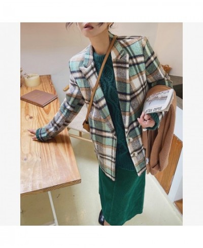 2022 Women Plaid Woolen Blazers Tweed Heavy Winter Jackets Trench Coats Raincoats Overcoat Korean Fashion Clothes Za Oem Suit...