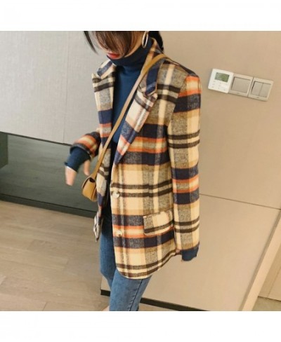 2022 Women Plaid Woolen Blazers Tweed Heavy Winter Jackets Trench Coats Raincoats Overcoat Korean Fashion Clothes Za Oem Suit...