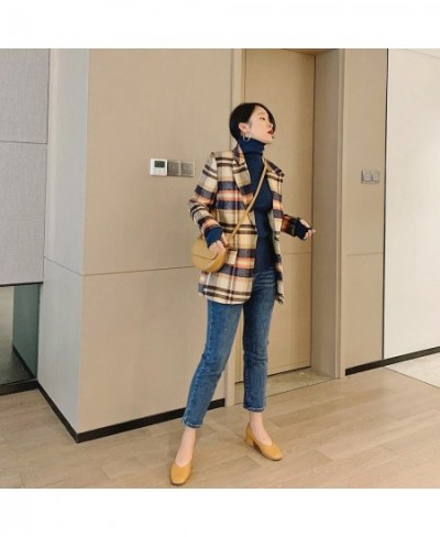 2022 Women Plaid Woolen Blazers Tweed Heavy Winter Jackets Trench Coats Raincoats Overcoat Korean Fashion Clothes Za Oem Suit...