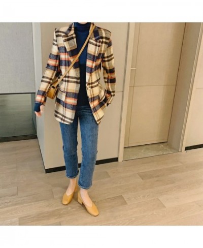 2022 Women Plaid Woolen Blazers Tweed Heavy Winter Jackets Trench Coats Raincoats Overcoat Korean Fashion Clothes Za Oem Suit...