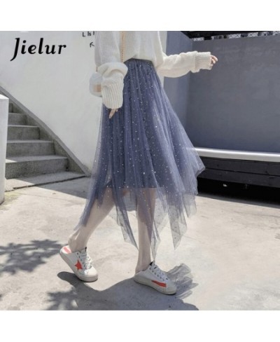 Skirts Womens Mesh Tutu Skirt Jupe Femme Irregular Faldas Mujer Moda Elastic Waist 2023 New Spring Elegant Skirt Black $31.84...