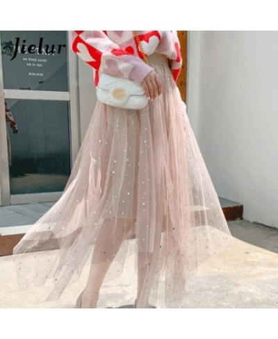 Skirts Womens Mesh Tutu Skirt Jupe Femme Irregular Faldas Mujer Moda Elastic Waist 2023 New Spring Elegant Skirt Black $31.84...