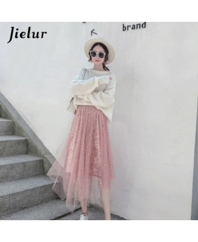 Skirts Womens Mesh Tutu Skirt Jupe Femme Irregular Faldas Mujer Moda Elastic Waist 2023 New Spring Elegant Skirt Black $31.84...