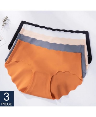 3Pcs/Set Seamless Underwear Silk Women's Solid Color Panties Lady Ruffle Underpants Girls Briefs Invisible Panty Sexy Lingeri...