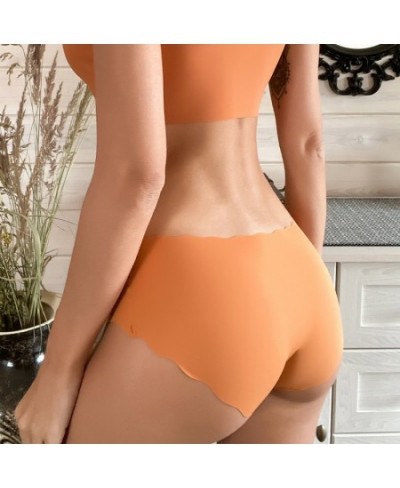 3Pcs/Set Seamless Underwear Silk Women's Solid Color Panties Lady Ruffle Underpants Girls Briefs Invisible Panty Sexy Lingeri...