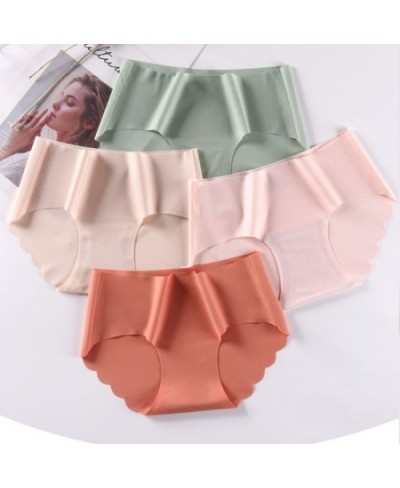 3Pcs/Set Seamless Underwear Silk Women's Solid Color Panties Lady Ruffle Underpants Girls Briefs Invisible Panty Sexy Lingeri...