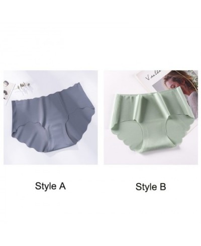 3Pcs/Set Seamless Underwear Silk Women's Solid Color Panties Lady Ruffle Underpants Girls Briefs Invisible Panty Sexy Lingeri...