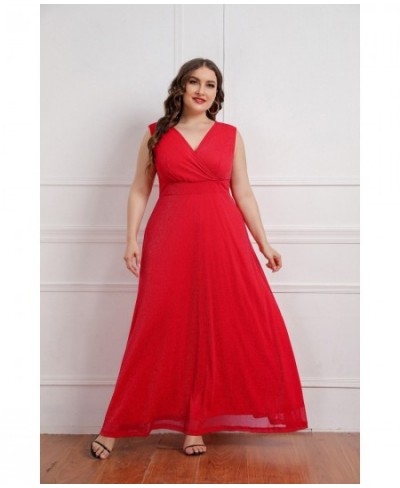 Plus Size Women Dress Solid Color 2023 Fashion Sleeveless V-neck Slim Pleated Elegant Solid Color Dress High Waist Zip Dress ...