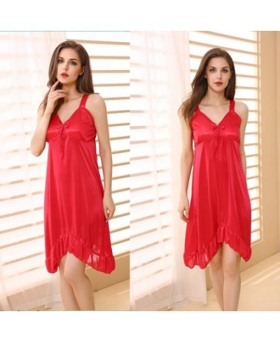 Big Size 5XL Sexy Women Nightgown Long Night Dress Artificial Silk Stain Deep-V Sleepwear Female Dressing Gown Nightie $30.92...