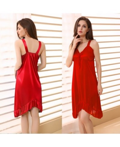 Big Size 5XL Sexy Women Nightgown Long Night Dress Artificial Silk Stain Deep-V Sleepwear Female Dressing Gown Nightie $30.92...