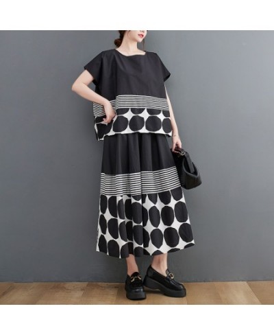 Suit Women Summer Dress 2023 New Thin Casual Large Size Fashion Polka Dot Top + Skirt Two-piece Set ZXF1611 $73.44 - Suits & ...