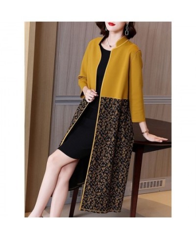 Vintage Print Patchwork Stand Collar Cardigan for Women Spring Autumn Fashion Elegant Long Trench Coat Jacket Female $47.60 -...