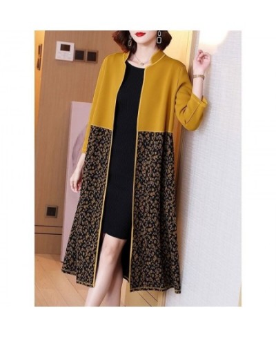 Vintage Print Patchwork Stand Collar Cardigan for Women Spring Autumn Fashion Elegant Long Trench Coat Jacket Female $47.60 -...