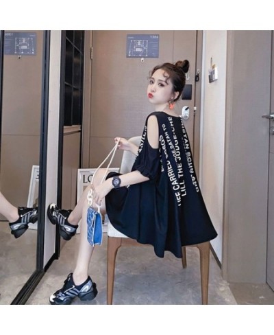 Sexy Off Shoulder Cool T-Shirt Gothic Loose Streetwear Women Harajuku Letter Print Summer Y2k Tops Women Ulzzang Clothing Fem...