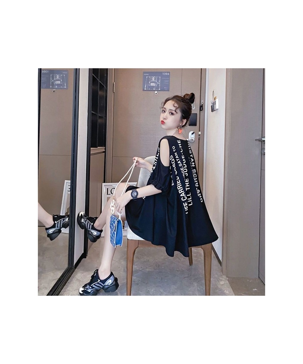 Sexy Off Shoulder Cool T-Shirt Gothic Loose Streetwear Women Harajuku Letter Print Summer Y2k Tops Women Ulzzang Clothing Fem...