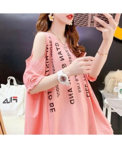 Sexy Off Shoulder Cool T-Shirt Gothic Loose Streetwear Women Harajuku Letter Print Summer Y2k Tops Women Ulzzang Clothing Fem...