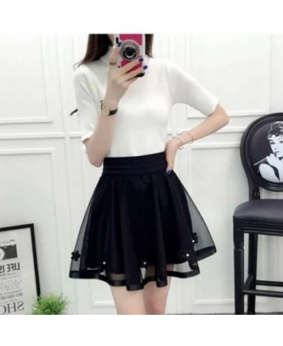 Elegant Cute Women's A Line Mesh Mini Skirts Elastic Tulle Pleated Skirt Sweet Skirt Prom Cosplay Lolita Princess Petticoat $...